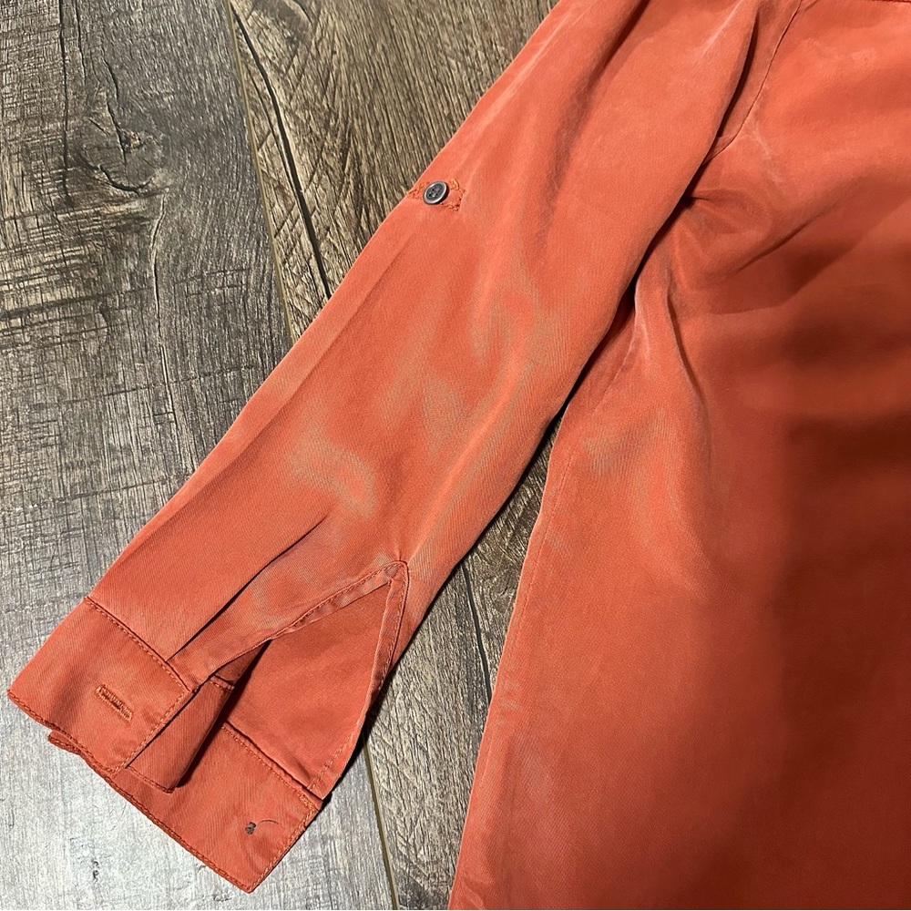 Dear John Rust Tunic Size Medium Deep V Button Do… - image 3
